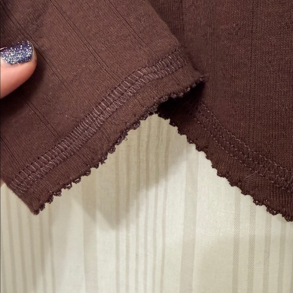 NWT✨ Free People Coffee Chat Long Sleeve Henley in Shaved Chocolate - Picture 10 of 11